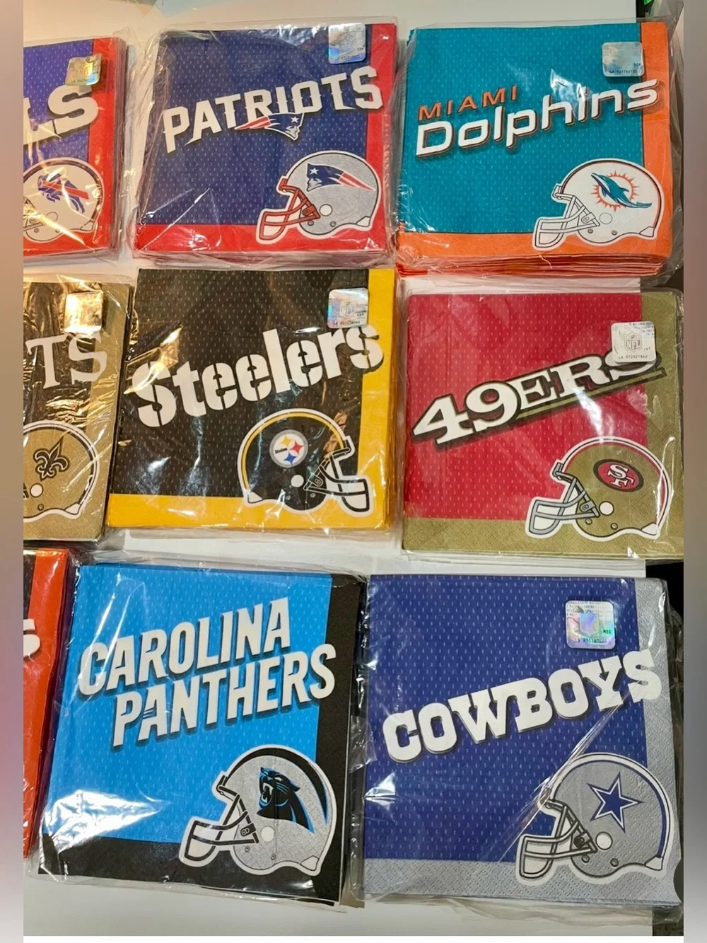 NFL Team Napkins Lot Bills Patriots Dolphins Cowboys Steelers 49ers Bears- DIY